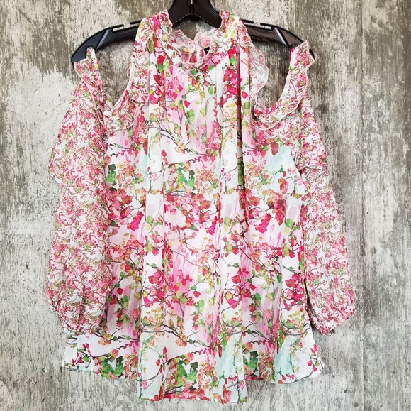 Smash! Tops - Smash! ✦ Cold Shoulder Dreamy Floral Blouse XL